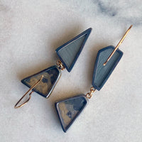 Schalenblende Galena and Chatoyant Grey Quartz Earrings